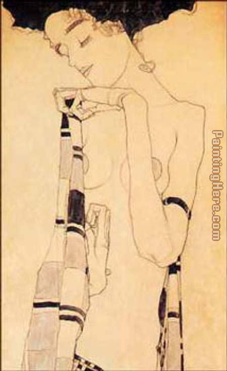Gerdi Schiele in a Plaid Garment painting - Egon Schiele Gerdi Schiele in a Plaid Garment art painting